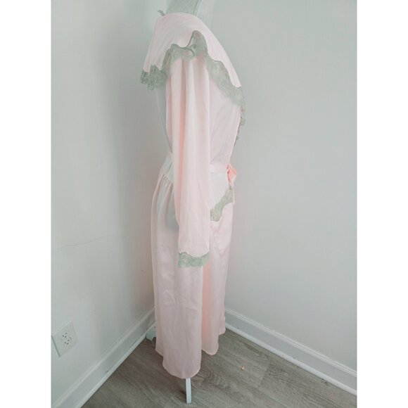 Victoria's Secret Vintage Pink Satin Lace Gold Label 79s 80s Kimono Long Robe M - Picture 10 of 13